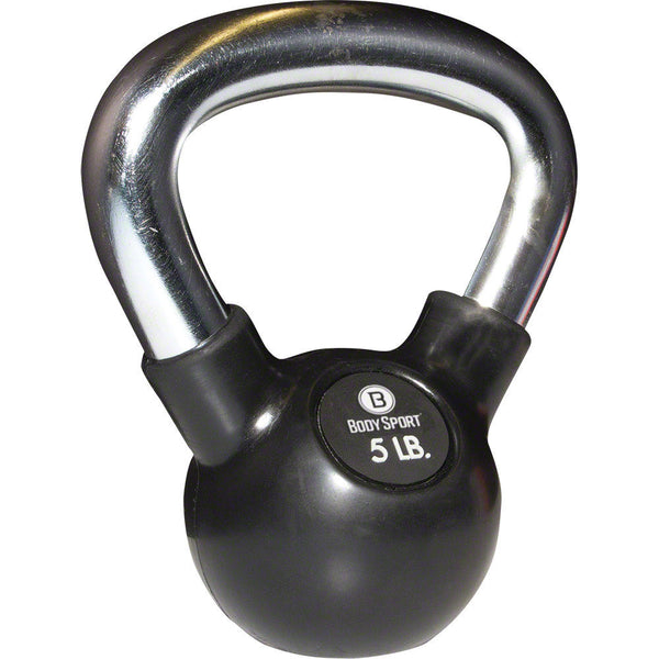 Body Sport&reg; Rubber Chrome Kettlebells for Strength Training