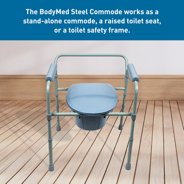 BodyMed® 1.5" x 2.5" 3-in-1 Steel Commode