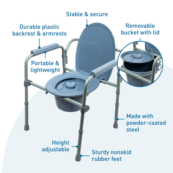 BodyMed® 1.5" x 2.5" 3-in-1 Steel Commode