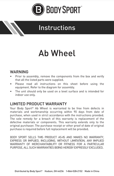 BodySport¬Æ Ab Wheel for Core Muscles